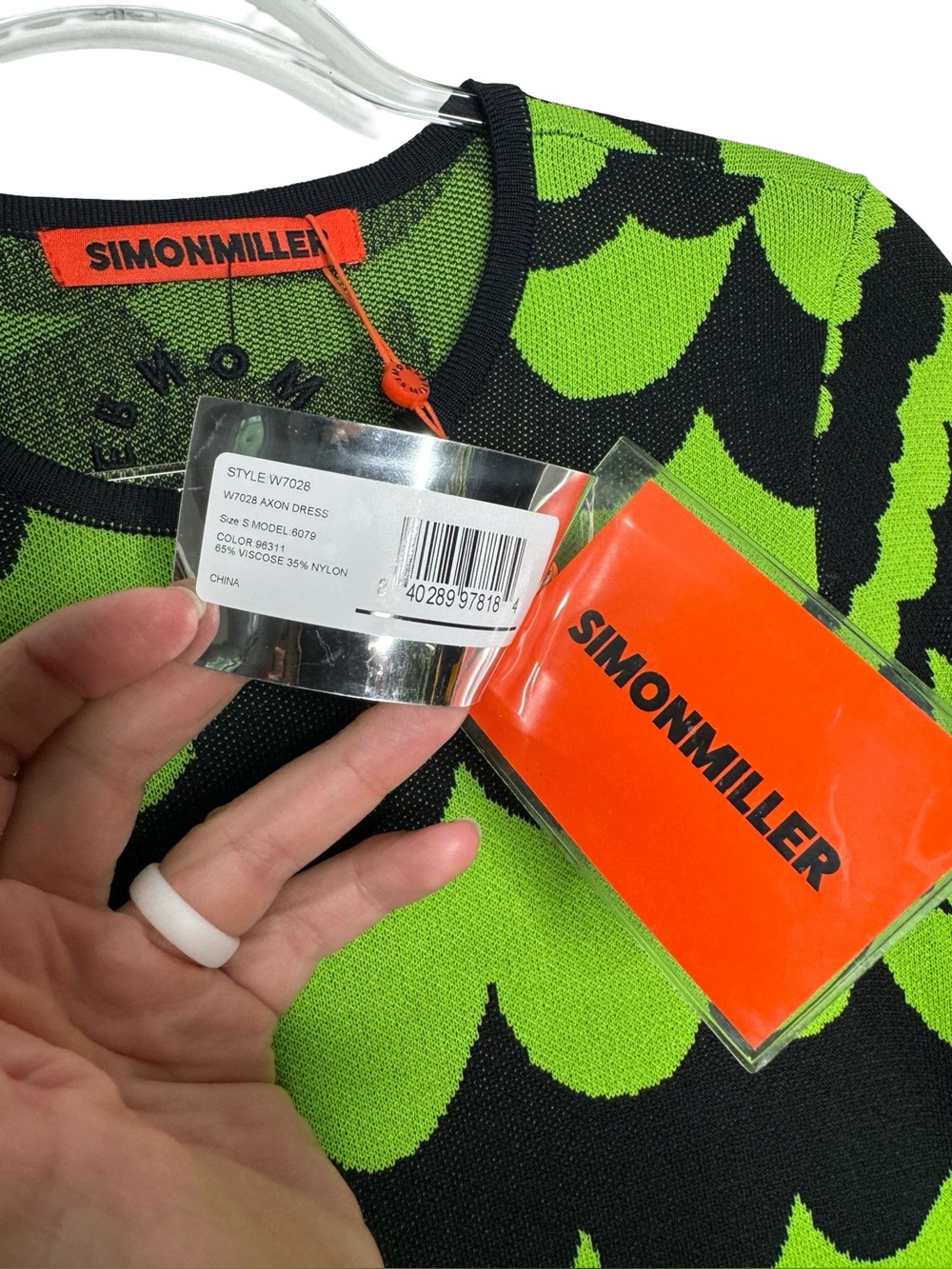 Simon Miller Green and Black Long Sleeve Midi Dress - Picture 6 of 13